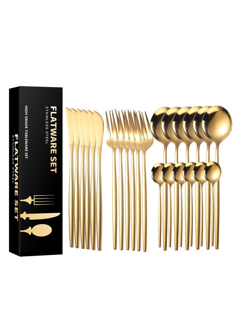 general 24 Piece Matte Finished Flatware Set, Basic 410 Stainless Steel Silverware For Home Kitchen Wedding Party And Restaurant, Set For 6 - Image 4