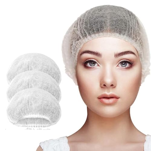 Rudra Premium Disposable Bouffant Caps White Hair Cover with Elastic Band Hygienic Head Protection for Salons, Spas, Kitchens Universal Fit Bulk Pack 100 Pcs - Image 1