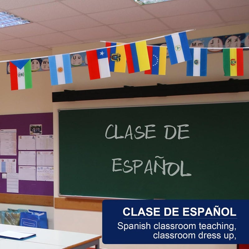 Tudomro 3 Set 21 Spanish Language Speaking Countries Flags Banner String Latin America Latino International Flags for National Hispanic Events Sports Bars Classroom Decorations Supplies - Image 4