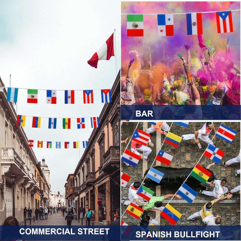Tudomro 3 Set 21 Spanish Language Speaking Countries Flags Banner String Latin America Latino International Flags for National Hispanic Events Sports Bars Classroom Decorations Supplies - Image 5