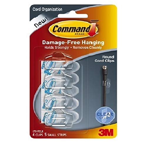 Command 3M Command 17017CLR Cord Clips White 4 Clips and 5 Strips Pack of 3  - Image 3