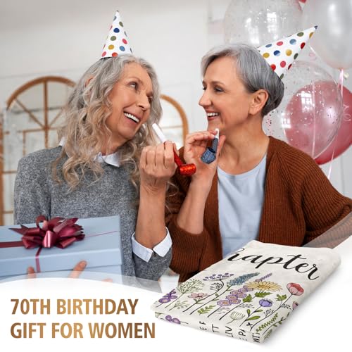 Afterprints 70th Birthday Gifts for Women, Chapter 70 Birthday Blanket, 70 Year Old Bday Gift for Woman, Mom, Friend, Sister, 70th Birthday Decorations, Turning 70 Throw Blankets 50'' x 60'' - Image 2