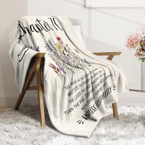 Afterprints 70th Birthday Gifts for Women, Chapter 70 Birthday Blanket, 70 Year Old Bday Gift for Woman, Mom, Friend, Sister, 70th Birthday Decorations, Turning 70 Throw Blankets 50'' x 60'' - Image 3