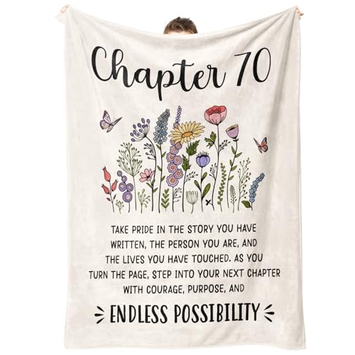Afterprints 70th Birthday Gifts for Women, Chapter 70 Birthday Blanket, 70 Year Old Bday Gift for Woman, Mom, Friend, Sister, 70th Birthday Decorations, Turning 70 Throw Blankets 50'' x 60'' - Image 1