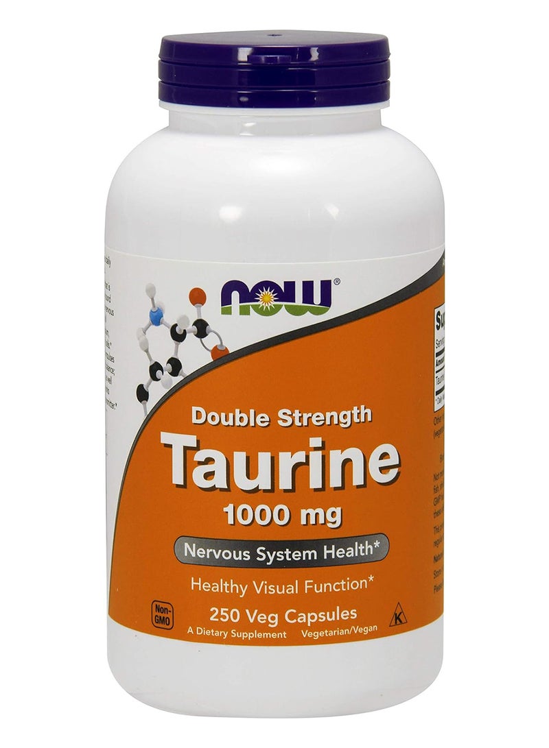 now Taurine 1000 Mg Double Strength Nervous System Health 250 Veg Capsules