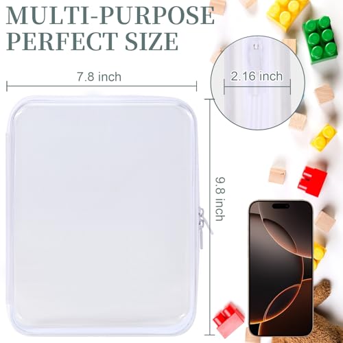 YOPCDJ 3 Pack Clear Hard Shell Zipper Case, Clear Zipper Pouches Waterproof Makeup Organizer & Toy Storage Bag, Diaper Bag Organizing Pouches, Plastic Pouch for Travel, Office, Home, Large Size - Image 3