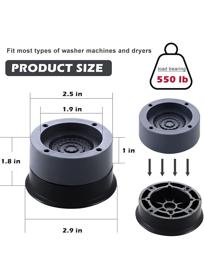DMG TECH 4Pcs Anti Vibration Pads Washing Machine Base Feet Anti Slip Boosting Shock Absorption And Noise Reduction Pads With Suction Cups For Washer And Dryer Stand Protecting Base  - Image 4