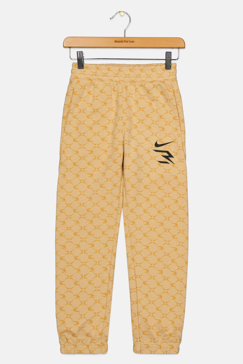 Nike سروال رياضي للأطفال الأولاد مع حبل سحب بشعار العلامة التجارية، تان - Image 1