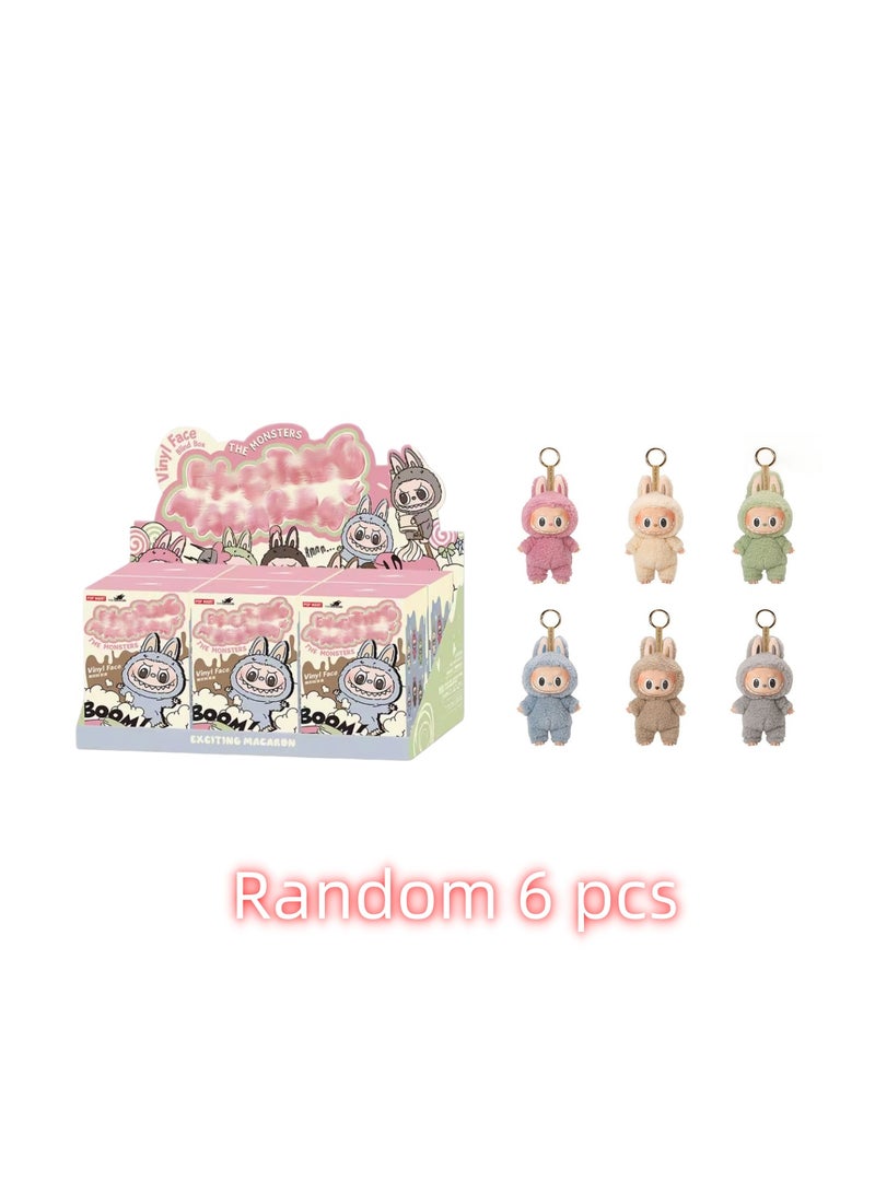 【Random 6 pcs】Plush Doll Clothes Vinyl Doll Labubu Macaroon Blind Box Pendant Hand Gift-Specifications:Radom Colour 6 Pieces In A Box - Image 1