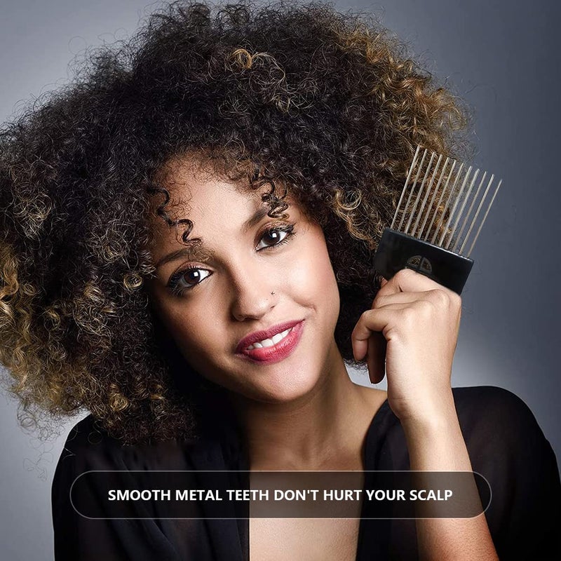 MODSIGHT 2 Pack Hair Picks for Afro, Curly Hair Styling - Metal Hairdressing Tools for Women and Men (Black) - Image 5