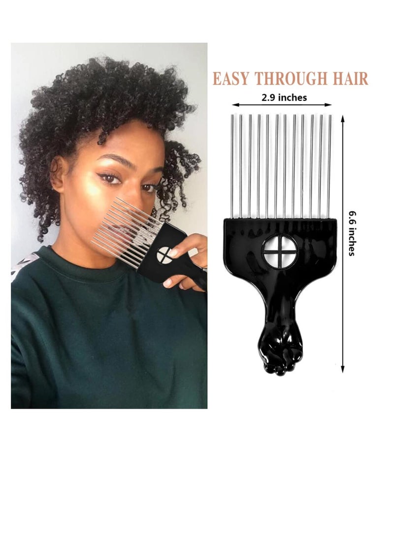 MODSIGHT 2 Pack Hair Picks for Afro, Curly Hair Styling - Metal Hairdressing Tools for Women and Men (Black)  - Image 3