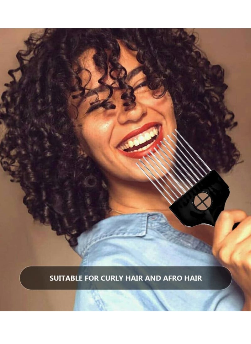 MODSIGHT 2 Pack Hair Picks for Afro, Curly Hair Styling - Metal Hairdressing Tools for Women and Men (Black)  - Image 2