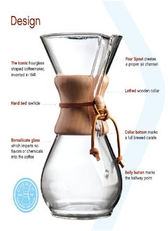 Chemex Chemex Pour-Over Glass Coffeemaker - Classic Series - 6-Cup - Exclusive Packaging  - Image 3