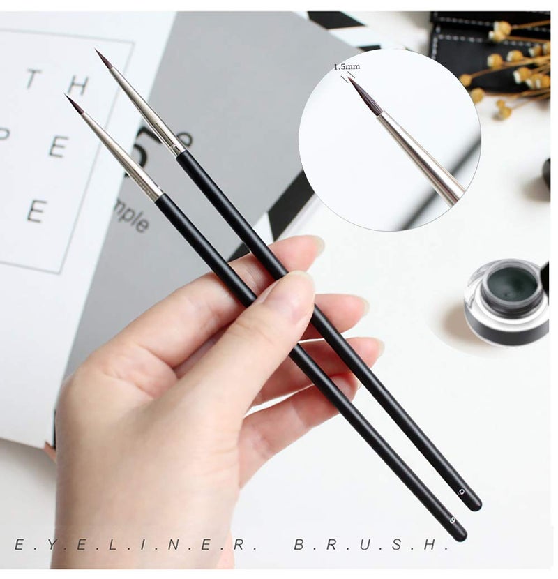 Akittyya Eye Makeup Sable Eyeliner Brushes, 6 Pcs Ultra Fine Soft Sable Eyeliner Makeup Tools for Women to Accurately Apply Gel and Wet Powder - Image 5
