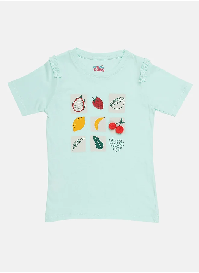 Clovia Cubs Clovia Cubs Fruit Print Ruffle Detail T-Shirt and Shorts Set