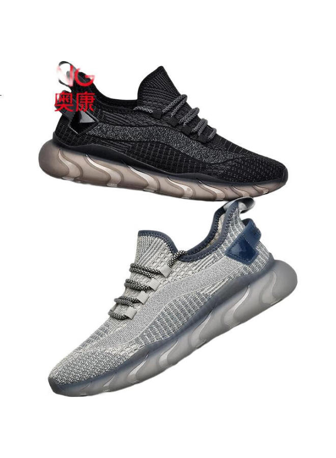 AOKANG Men'S Casual Shoes Breathable Mesh Soft Sole Running Shoes Coconut Shoes 121210109 Black Hollow 43 - Image 3