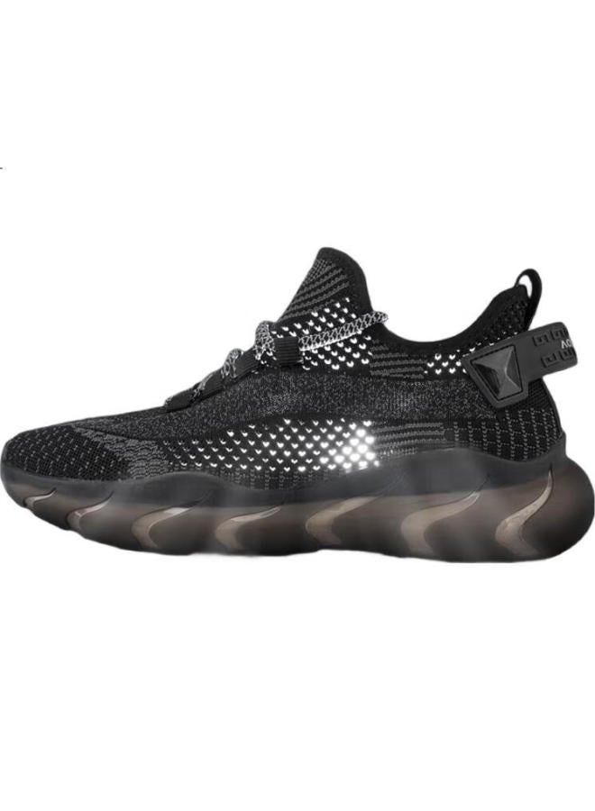 AOKANG Men'S Casual Shoes Breathable Mesh Soft Sole Running Shoes Coconut Shoes 121210109 Black Hollow 43 - Image 1