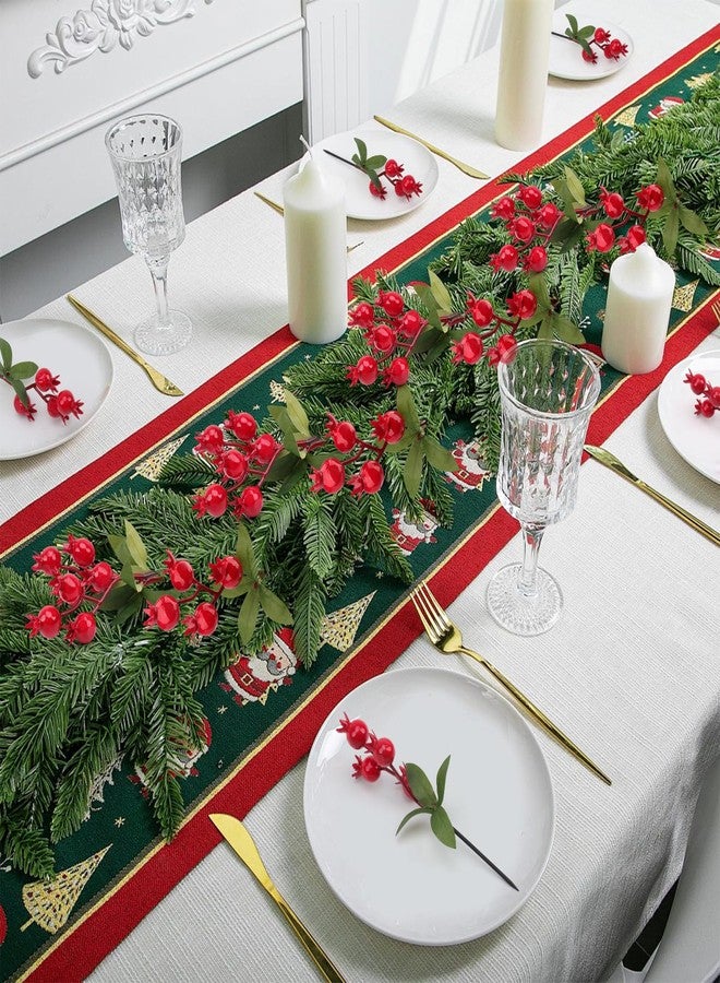 Woration 10pcs Artificial Red Pomegranate Berries Stems Branches Faux Fake Fruit Berry Picks for Home Floral Arrangements Christmas Valenintes Wreath Decorations- 7inch - Image 5
