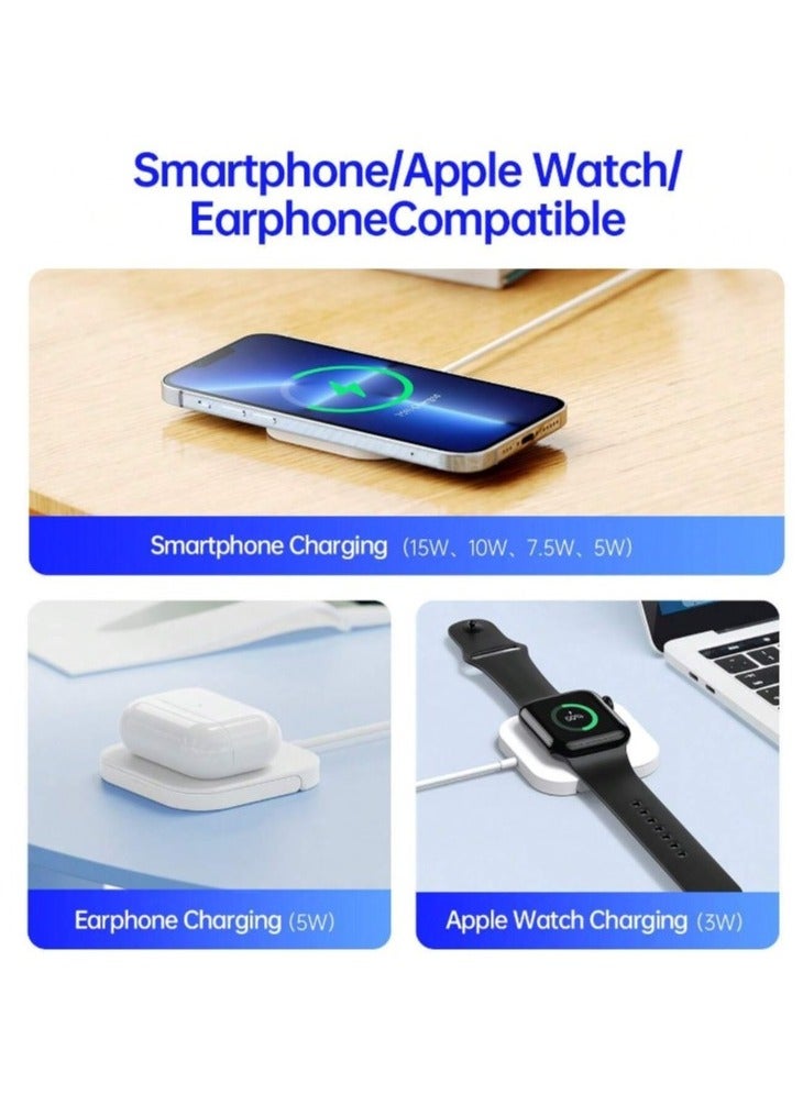Concretization 15 Watt 3-in-1 MagSafe Wireless Charger With Charging Stand Compatible With iPhone 15 /14 /13 /12 Series, Apple Watch, Airpods 3  Airpods pro - Image 4