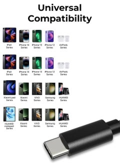 glassology USB-C to C cable 1.2 Meter 3A high current fast charging Pure Copper & PVC & nylon braid 480Mbps transfer speed (Black)  - Image 3