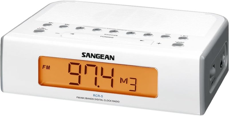 Sangean RCR-5 Digital AM/FM Clock Radio in White - Image 2