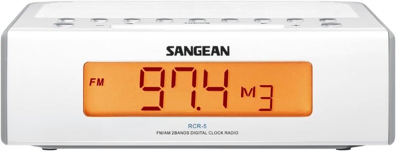 Sangean RCR-5 Digital AM/FM Clock Radio in White - Image 1