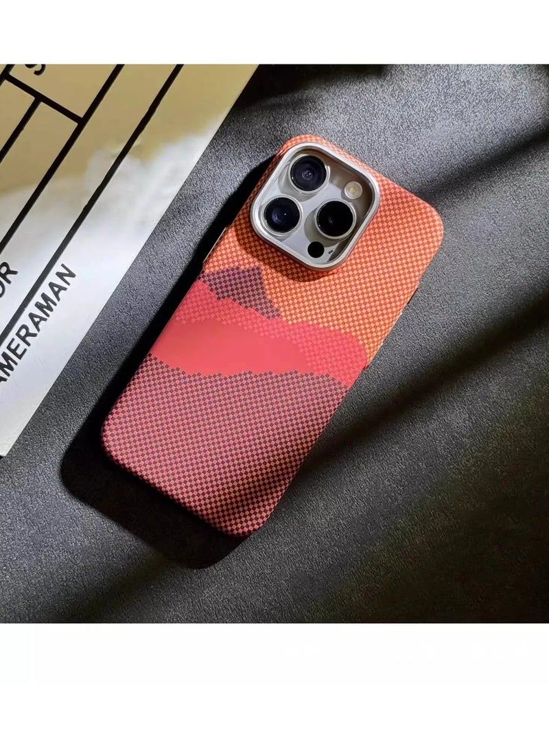 AROAQ Magnetic Phone Case with Kevlar Style Carbon Fiber Plaid Design Compatible with iPhone 12 13 14 15 16 Pro and Pro Max Available in Multiple Colors
