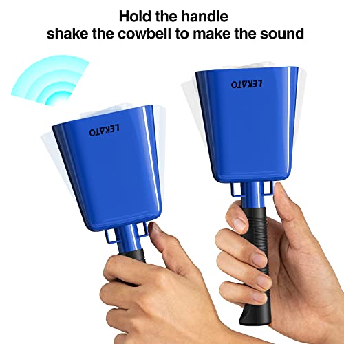 LEKATO 8 Inch Steel Cow Bell with Handle, 2-Pack Noise Makers Cowbell for Sport Events Cheering Hand Bell for Football Games,Party, Concert, Graduations, School, Farm Ranch(Blue) - Image 3