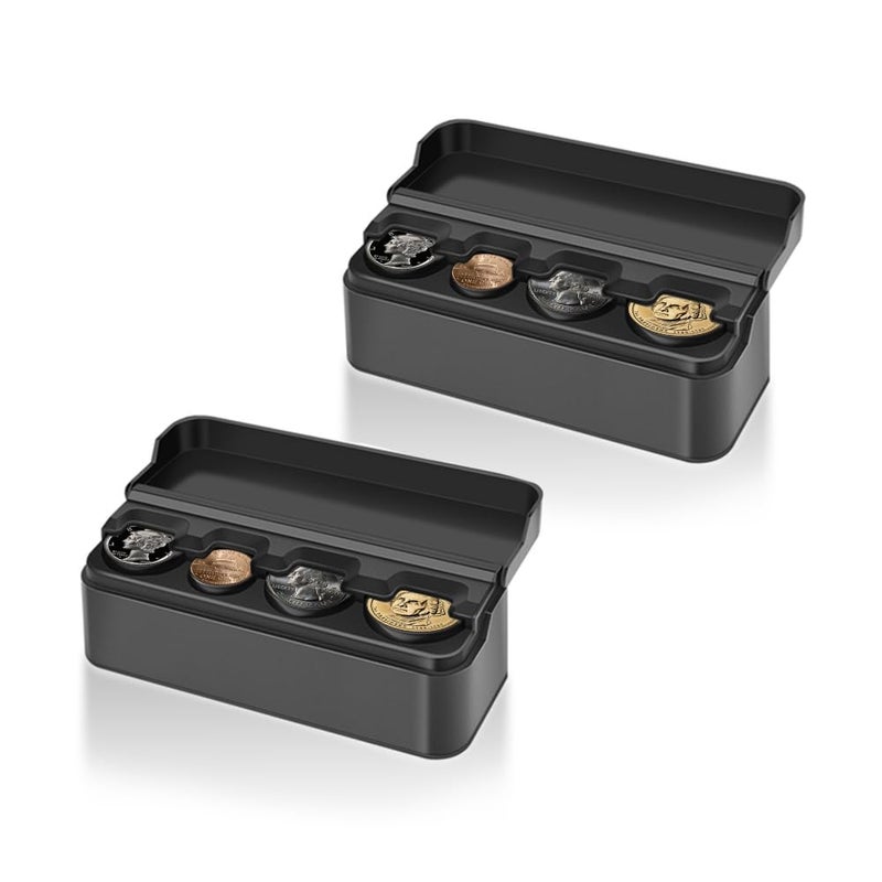 Salior Compact Coin Holder for Car 4 CompartmentAutomatically Holds Coins Coin Organizer1 DollarQuarterDimes Universal Center Console Coin Case for Car Taxi SUV Truck2Pack 2 Pack - Image 3
