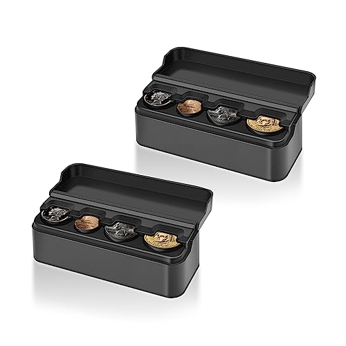 Salior Compact Coin Holder for Car 4 CompartmentAutomatically Holds Coins Coin Organizer1 DollarQuarterDimes Universal Center Console Coin Case for Car Taxi SUV Truck2Pack 2 Pack - Image 1
