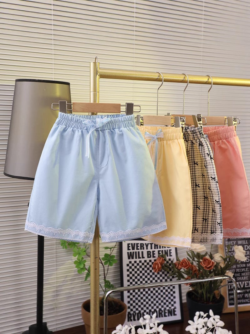 2025 Summer Cotton Girls' Lace Lace Pants Children'S Outer Wear Breathable Cropped Pants Baby Fashion Bow - Image 2