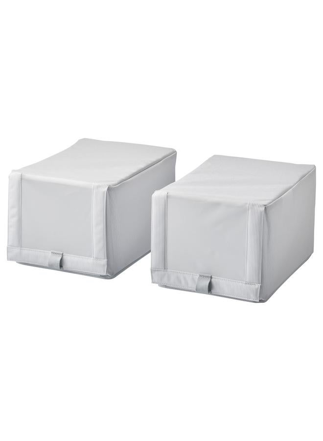 erorex Shoe Box, Fabric Striped/White/Grey, 23X34X19 Cm - Image 1