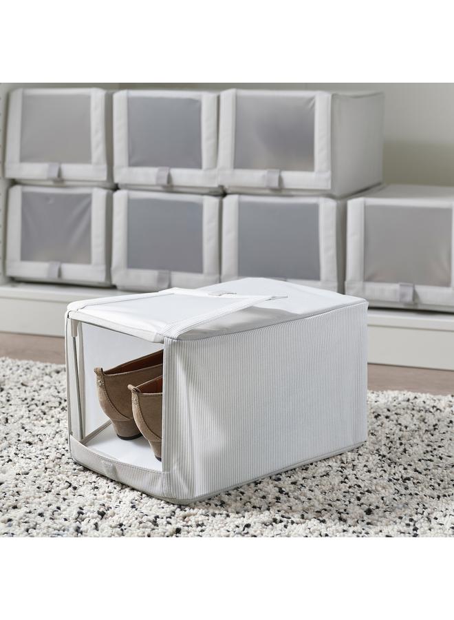 erorex Shoe Box, Fabric Striped/White/Grey, 23X34X19 Cm - Image 5