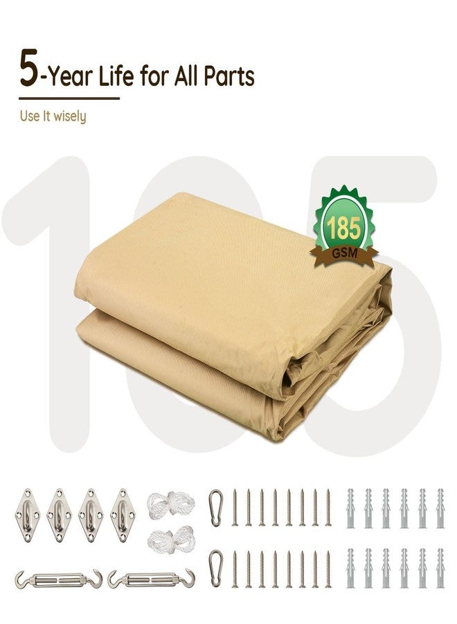 Quictent Heavy-Duty Waterproof 12'x16' Sand 185G HDPE Sun Shade Sail Canopy 98% UV Block Top Outdoor Cover Patio Garden with Hardware Kit - Image 2