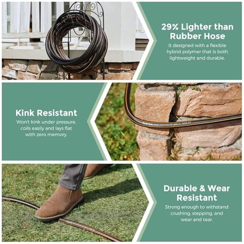 Giraffe Tools Garden Hose 5/8" Custom Length, No Kink, Flexible, Leakproof Water Hose, 600 Burst PSI, 4ft Male Female Fittings,Black Orange - Image 4