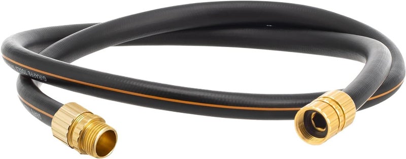 Giraffe Tools Garden Hose 5/8" Custom Length, No Kink, Flexible, Leakproof Water Hose, 600 Burst PSI, 4ft Male Female Fittings,Black Orange - Image 1