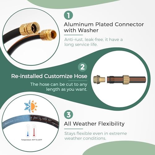 Giraffe Tools Garden Hose 5/8" Custom Length, No Kink, Flexible, Leakproof Water Hose, 600 Burst PSI, 4ft Male Female Fittings,Black Orange - Image 3