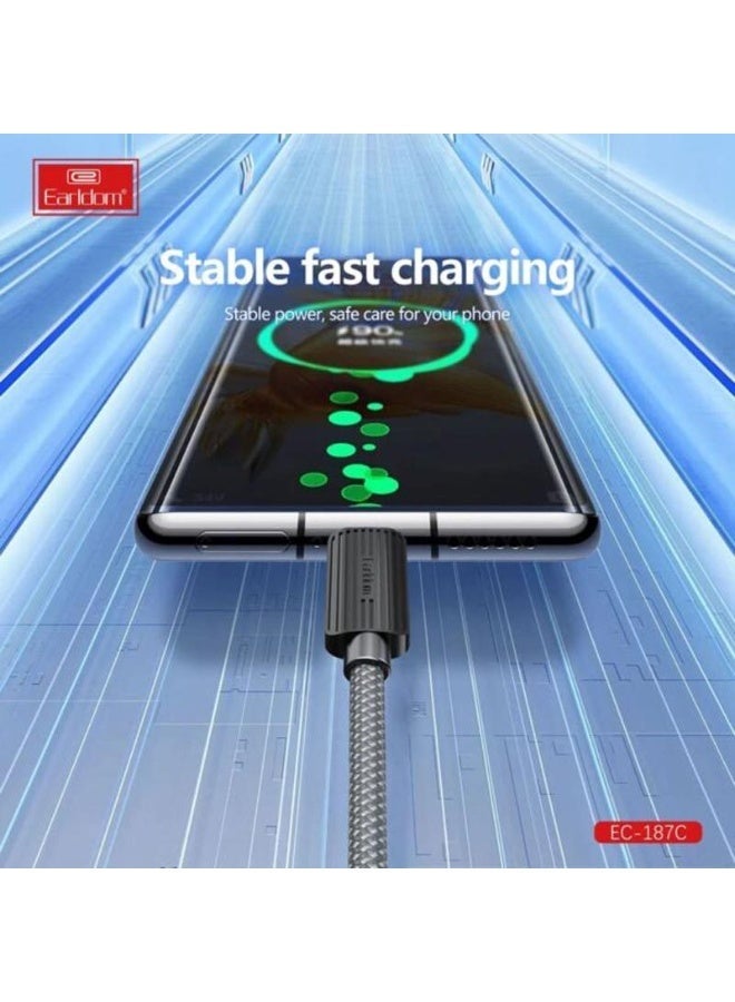 Earldom Fast Charging & Data Cable EC-187C 2.4A USB-A to USB-C - Image 3