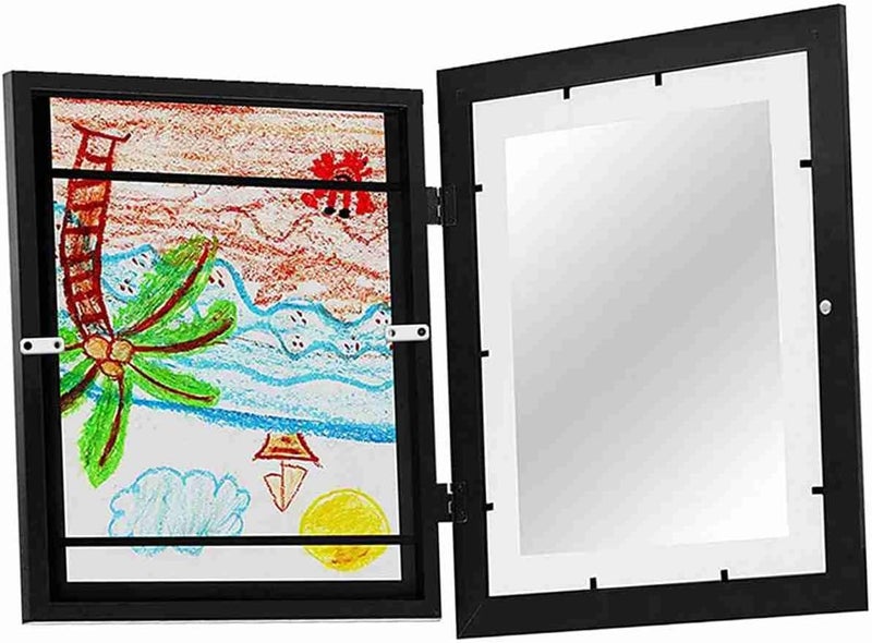 إطارات صور قابلة للفتح من الأمام، للأطفال، لرسومات فنية A4، مشاريع فنية للأطفال، قابلة للتغيير للتعليق على الجدران، رسومات، حرفة، (أسود) - Image 1