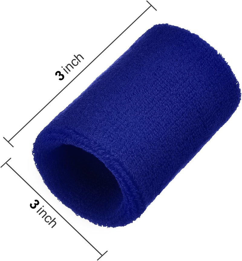AMIFIT 3 x 3 Inch Wrist Sweatbands Tennis Wrist Bands Absorbent Sweatbands for Football Basketball Running Athletic Sports and Working Out, Pack of 1 (Blue) - Image 4