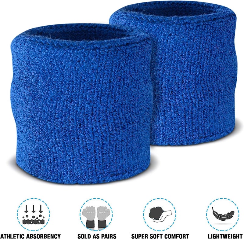 AMIFIT 3 x 3 Inch Wrist Sweatbands Tennis Wrist Bands Absorbent Sweatbands for Football Basketball Running Athletic Sports and Working Out, Pack of 1 (Blue) - Image 2