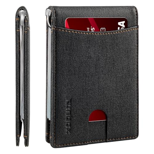 RUNBOX Slim Wallet for Men Genuine Leather RFID Blocking Bifold Minimalist Front Pocket Mens Wallet with Money Clip Thin Gift Box - Image 1