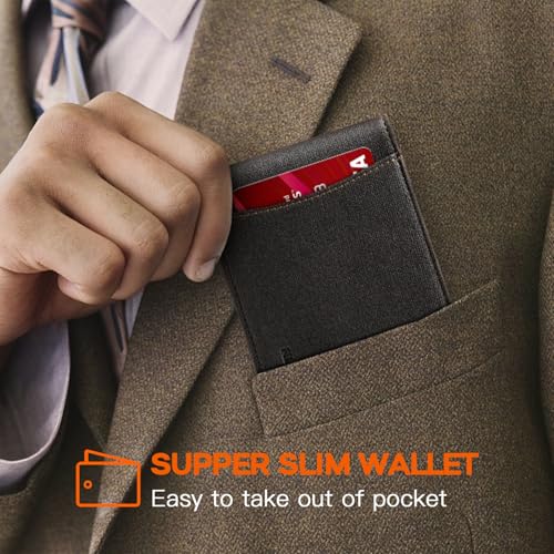 RUNBOX Slim Wallet for Men Genuine Leather RFID Blocking Bifold Minimalist Front Pocket Mens Wallet with Money Clip Thin Gift Box - Image 4
