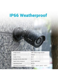 ANNKE 1080p HD-TVI Security Surveillance Camera for Home CCTV System, 2MP Bullet BNC Camera with 85 ft Super Night Vision, IP66 Surveillance Weatherproof Add–on Wired Camera - E200 
