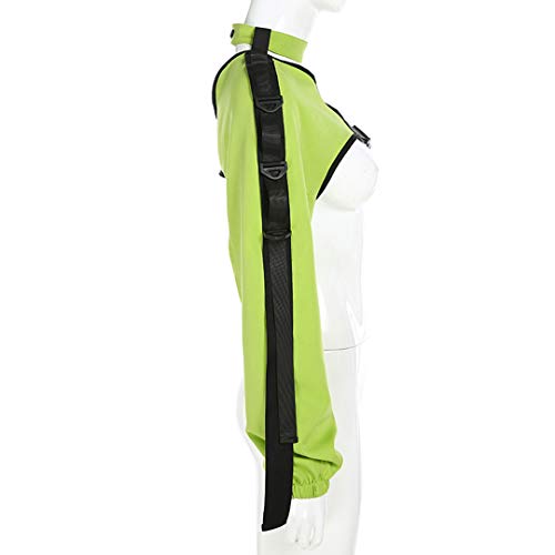 FlyCC Women Sexy One Shoulder Adjustable Buckle Crop Tops - Reflective Festival Rave Form Fitting Shrugs - Image 5