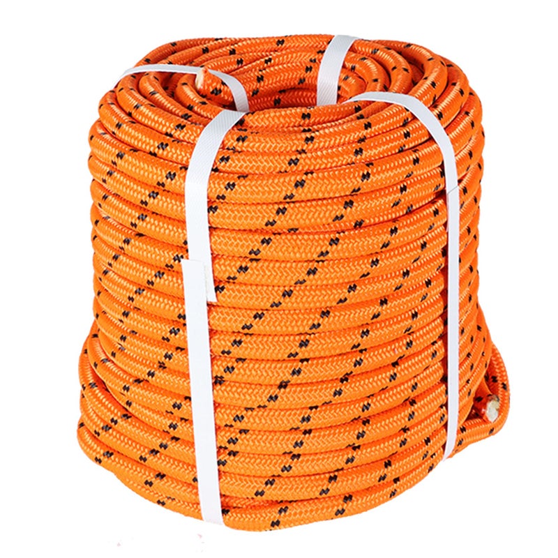 TINVHY 12In x 200FT Arborist Bull Rope Double Braid Polyester Rigging Hoisting Line High Strength Tree RopeOrange  Black