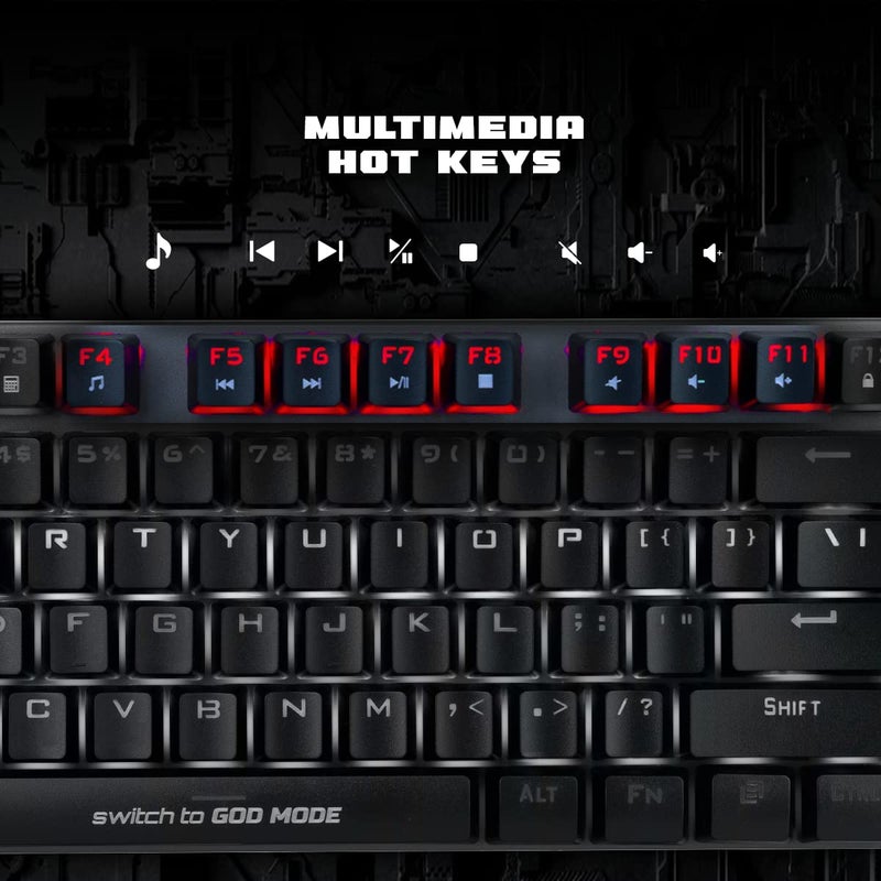 Cosmic Byte لوحة مفاتيح ميكانيكية CB-GK-26 باندورا TKL مع مفاتيح Outemu Red القابلة للتبديل وإضاءة قوس قزح (أسود/رمادي) - Image 5