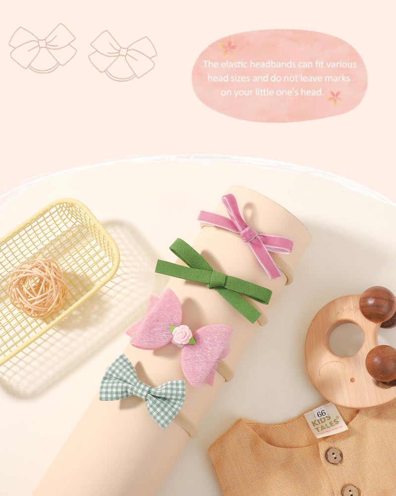 doboi Baby Girl Headbands 24PCS Nylon Linen Handmade Hairbands with Hair Bows and Accessories for Newborns, Infants, Toddlers, and Little Kids - Image 3