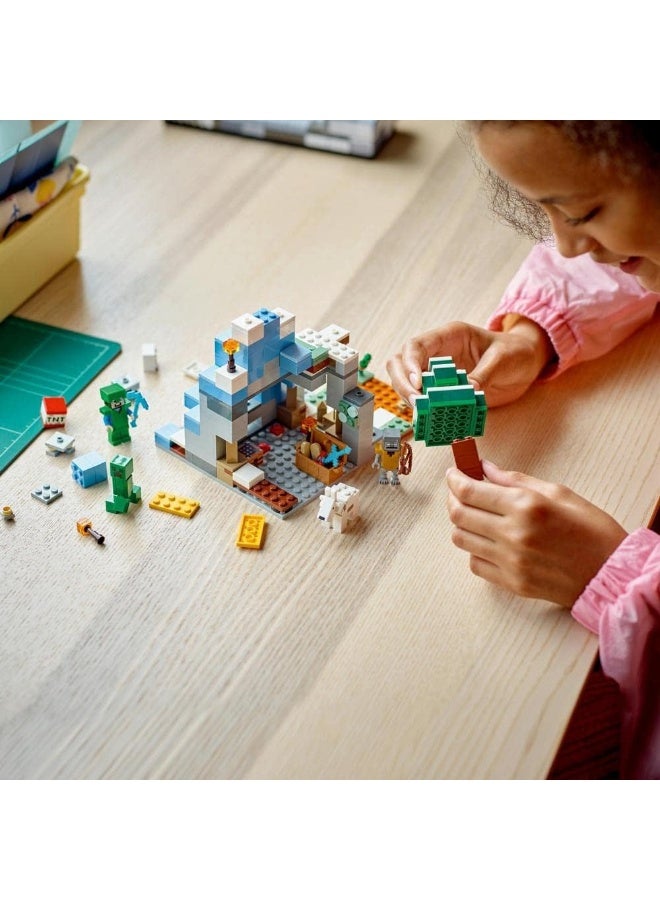 LEGO 21243 Minecraft The Frozen Peaks, Cave Mountain Set with Steve, Creeper, Goat Figures & Accessories, Icy Biome Toy for Kids Age 8 Plus Years Old - Image 5