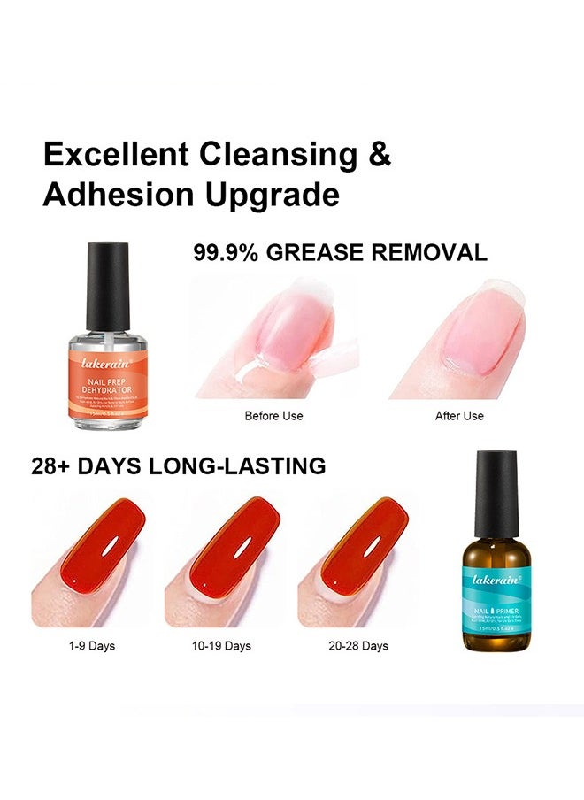 lakerain 15ml Gel Nail Polish Nail Dehydrator and Primer, 2 Pcs Acid Free Natural Nail Prep Dehydrate & Bond Primer Nail Bond, Air Dry Superior Bonding Primer for Acrylic Powder Nail Supplies Set  - Image 2